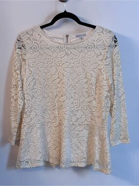 Women's Cream Lace Peplum Top